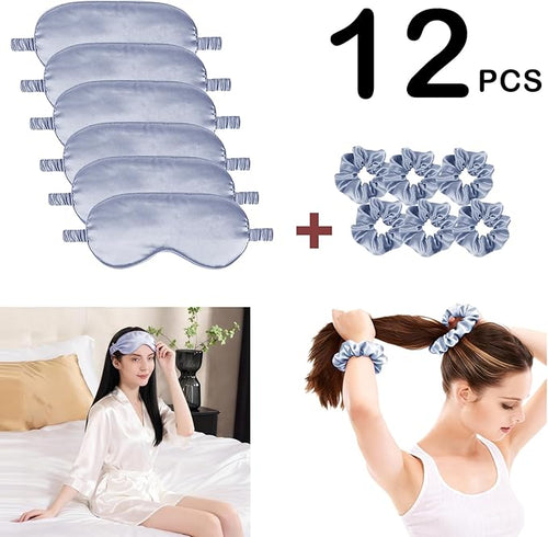 12Pcs Silk Sleep Masks Satin Eye Mask Silky Eyes Cover Blindfold Eyeshade Hair - Image 2