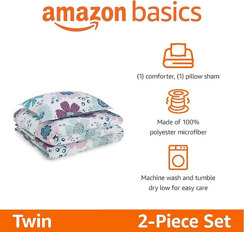 Amazon Basics 2-Piece Soft, All-Season Microfiber Kids' Comforter and Pillow - Image 2