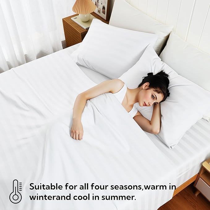 Cotton Flat Sheets Only, 600 TC 100% Cotton Flat Sheet Top Sheet Only, TwinXL - Image 7
