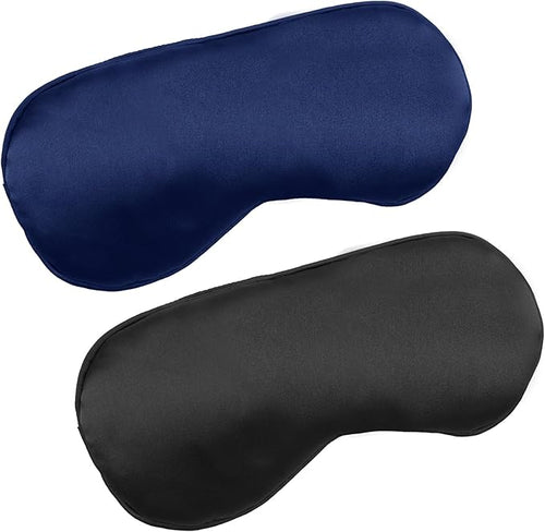 2 PCS Black Blue Satin Sleep Masks, Adjustable Silk Eye Mask by Unknown