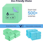 6 Pack 36” x 36” Extra Heavy Absorbency Washable Underpads, Waterproof Quick - Image 6