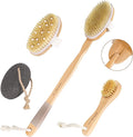 Dry Brushing Body Brush Set- Wooden Long Handle Body Brush Set by BONUMVITA