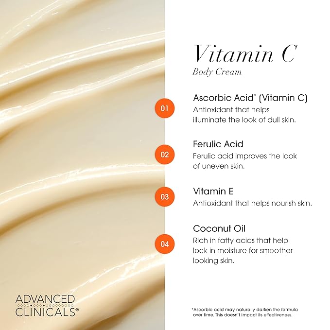 Advanced Clinicals Vitamin C Cream Visibly Brightening Body Lotion | Vitamin C - Image 5