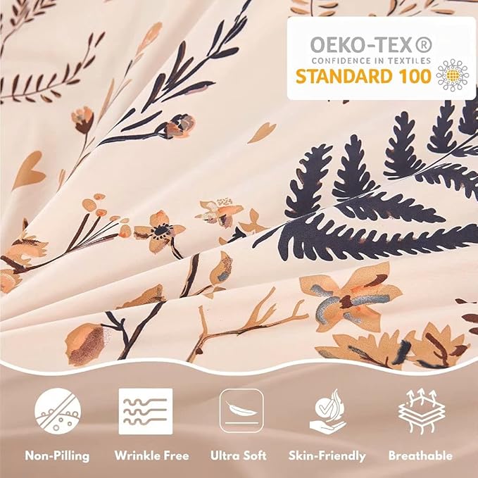 JSD Fall Floral Duvet Cover Set King Size, 3 Piece Boho Botanical Printed - Image 7