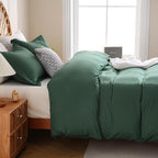 JSD Hunter Green Duvet Cover Set Full Size, 3 Piece Duvet Cover - Image 7
