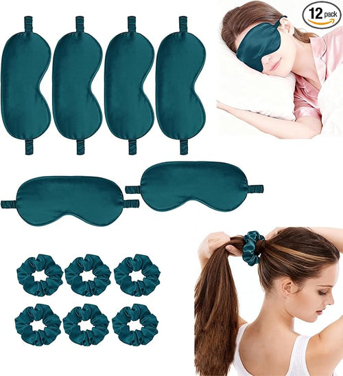 12Pcs Silk Sleep Masks Satin Eye Mask Silky Eyes Cover Blindfold Eyeshade Hair by WJingYiJia
