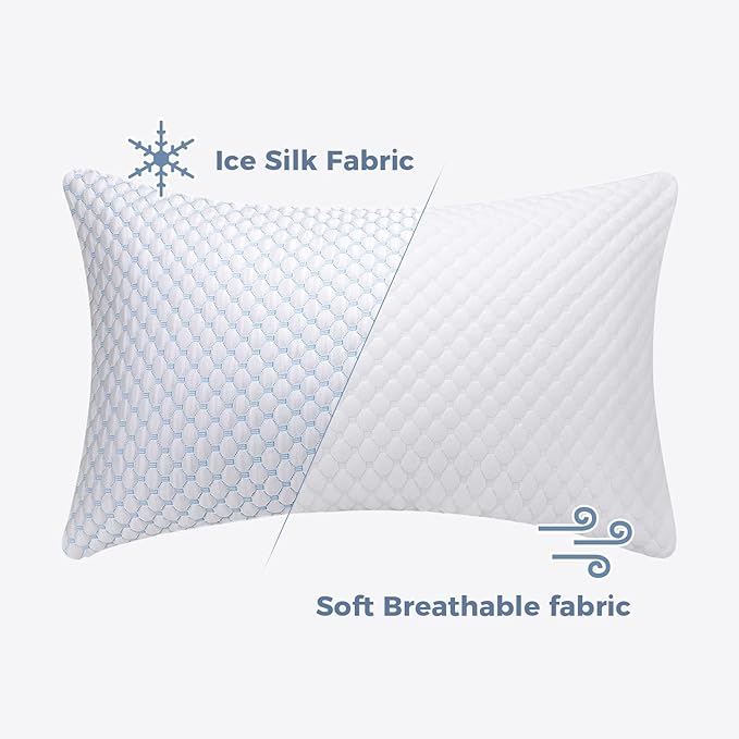 OSBED Cooling Adjustable Shredded Memory Foam Pillows Queen Size Set of 4 - Image 7