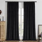 Joydeco Black 100% Blackout Curtains 120 Inch 2 Panels, Luxury Thermal by JOYDECO