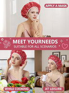 Years calm Terry Lined Shower Cap, Triple Layer Heart Motifs, Waterproof - Image 9
