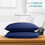 XOOX Linen 100% Egyptian Cotton Queen Pillow Cases Set of 2 - Image 3