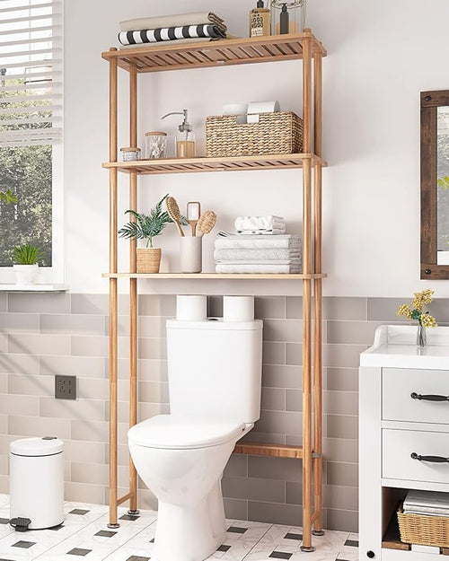 AmazerBath Over The Toilet Storage Bamboo, Bathroom Over Toilet Organizer Rack by AmazerBath