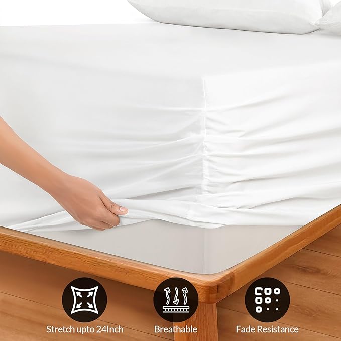 Royale Linens Extra Deep Pocket Full Fitted Sheet Only - Image 3