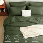 CozyLux Full Size Comforter Sets Olive Green, 7 Pieces Bed in a Bag Full - Image 2