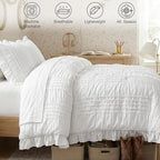 WONGS BEDDING Comforter Full Size, Soft Seersucker Textured Bedding Set Full - Image 7