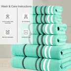 CASA COPENHAGEN Exotic 6Pcs 100% Egyptian Cotton Designer Towels Gift Set- Aqua - Image 5