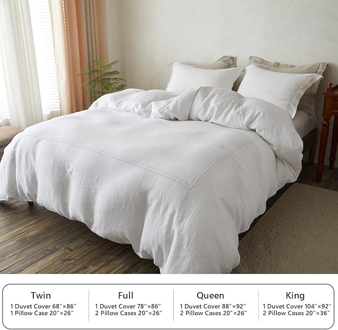 Simple&Opulence 100% Washed Linen Duvet Cover Set 68"x86" - Image 6