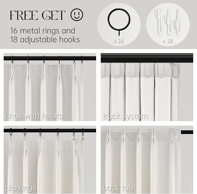 Topfinel 94 Inches Long Full Blackout Linen Curtains - Image 2