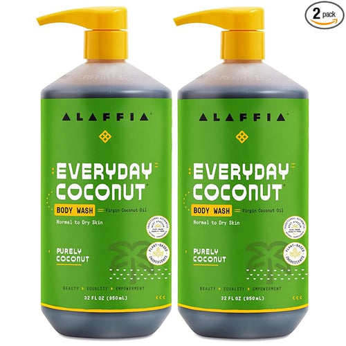 Alaffia Body Wash, EveryDay Coconut 2-Pack – Purely Coconut Gentle Skin Cleanser by Alaffia