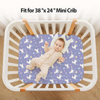 Baby Mini Crib Sheets Girl, Portable 38”x26” Pack and Play Sheets Fitted - Image 4