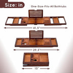 Premium Foldable Bamboo Bathtub Tray Caddy, Expandable Bath Caddy Tray - Image 2