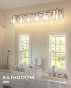Bathroom Light Fixtures, 6 Light Brushed Nickel Vanity Light, 38 Inch Modern - Image 5