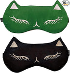 Cute Cat Sleep Mask for Kids, 2 Pack Silk Sleeping Eye Cover Adjustable Mask by Mukveitn