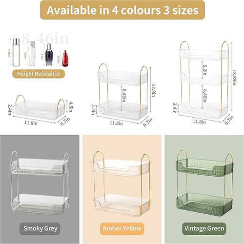 Akinbas 2 Tier Bathroom Organizer Countertop Makeup Perfume Tray Skincare - Image 2
