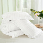 WONGS BEDDING White Comforter Set King, 3 Pieces Ruffle Farmhouse Shabby Chic - Image 7