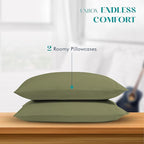 XOOX Linen 100% Egyptian Cotton Queen Pillow Cases Set of 2 - Image 3