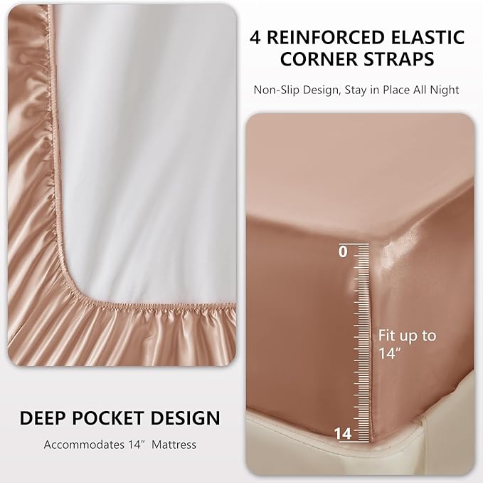 CozyLux Satin Sheets King Size Sheet Set - Image 4