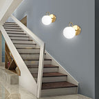 Modern Bedroom Wall Sconce Brushed Brass Indoor Wall Light Fixture Milk White - Image 4