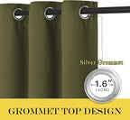 NICETOWN Olive Bedroom Curtains 72 inches Long, Grommet Blackout Thermal - Image 6