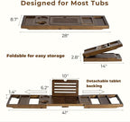 Teak Bathtub Tray, Wooden Tray Caddy - Image 4