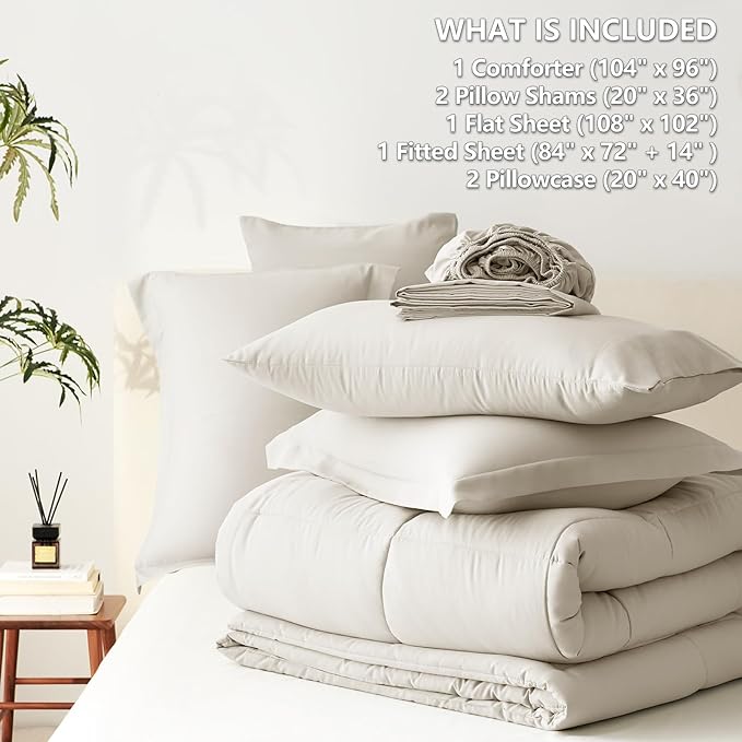 CozyLux California King Comforter Set Beige - Image 7