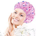 4 PCS Shower Cap for Women, Elastic and Reusable Bath Caps, Double Layers - Image 6
