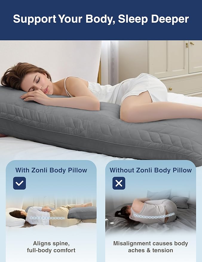 ZonLi Long Body Pillow for Adults, Firm Body Pillow - Image 2