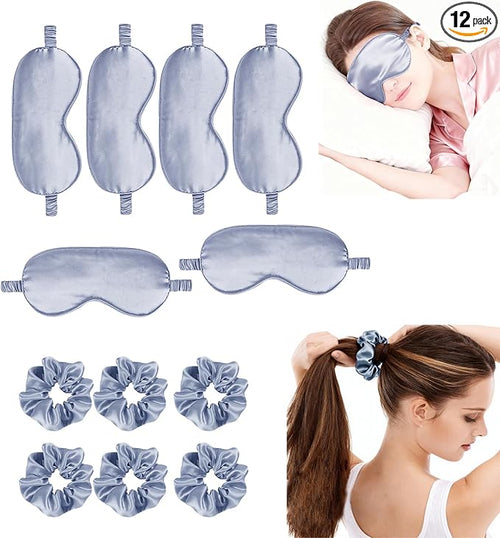 12Pcs Silk Sleep Masks Satin Eye Mask Silky Eyes Cover Blindfold Eyeshade Hair by WJingYiJia