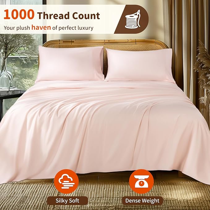 LBRO2M Split King Sheet Sets for Adjustable Bed 1000 Thread Count 100% Egyptian - Image 2