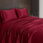 Homiest Burgundy Satin King Flat Sheet - Image 6