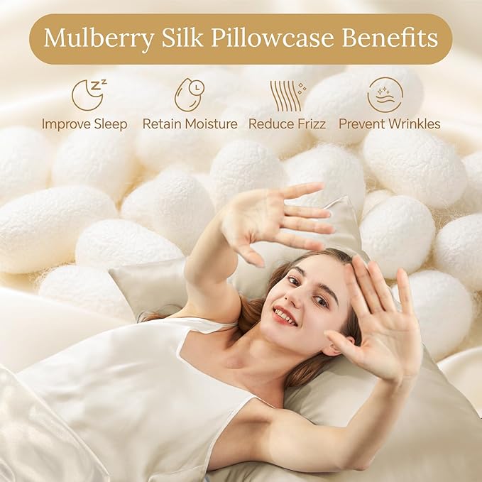 INFIIXSO Mulberry Silk Pillow Cases King Size Set of 2, Silk Pillowcase - Image 2