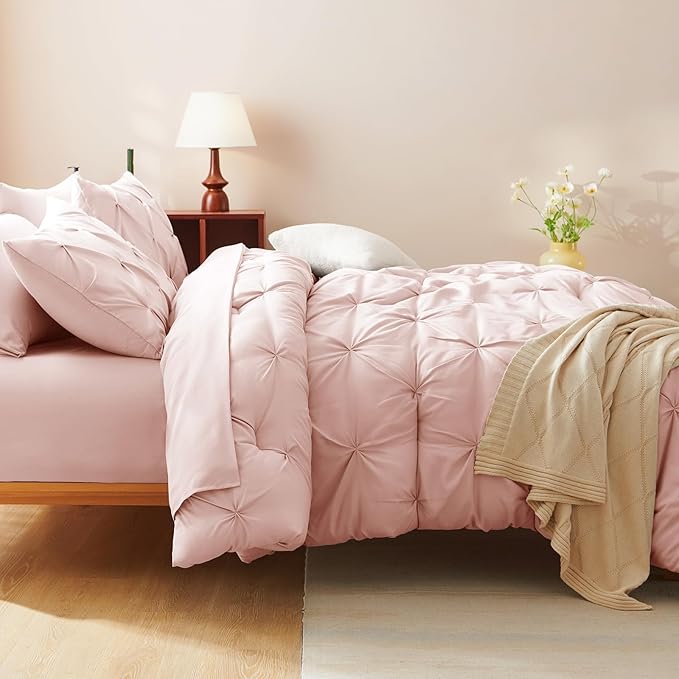 CozyLux Oversized King Comforter Sets Peach Pink, 7 Pieces Oversized King - Image 9