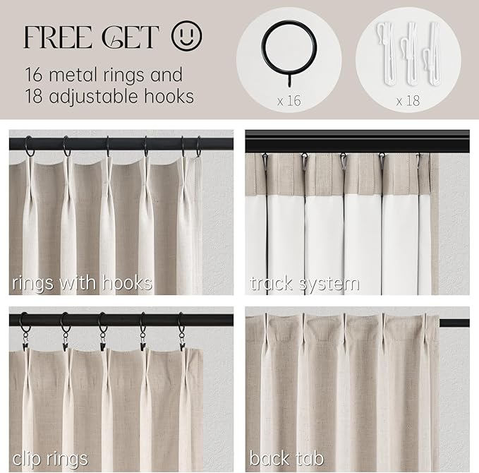 Topfinel Pinch Pleated Curtains 96 Inch Long, 100% Blackout Thermal Insulated - Image 3