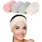 Whaline 4 Pack Spa Facial Headband Makeup Hair Wrap Adjustable Hair Band Soft by Whaline