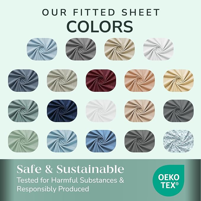 Feather & Stitch Fitted Bottom Sheet Only King Size 500 TC-1 Piece 100% Cotton - Image 7