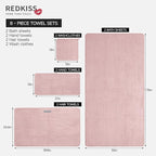 REDKISS Pink Microfiber Bath Towels Set 8 Piece - Image 3