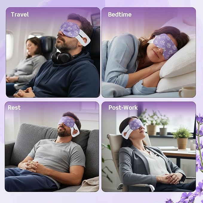 100 Pcs Steam Eye Masks for Dry Eyes Lavender Self Heated Steam Warm Eye Mask - Image 5