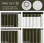 Topfinel Olive Green 102 Inches Long Custom Blackout Linen Curtains, Pinch - Image 3