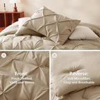 CozyLux King Size Comforter Set Taupe, 7 Pieces Pintuck Bed in A Bag Taupe - Image 3