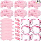 Hoteam 24 Pcs Spa Party Favors Supplies 6 Spa Headband 6 Plush Sleep Eye Mask 6 by Hoteam