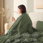 Andency Olive Green Comforter Set King, 3 Pieces Boho Tassel Lightweight - Image 4